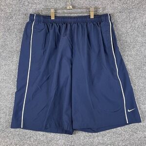 Vintage Nike Baggy Shorts Mens XL Blue White Swoosh Mesh Lined Silver Tag Y2K